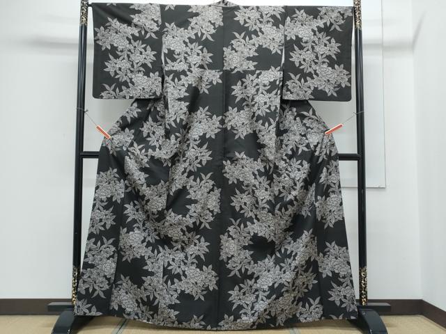平和屋着物●本場大島紬　割り込み絣　草花文　正絹　逸品　CABH3762th