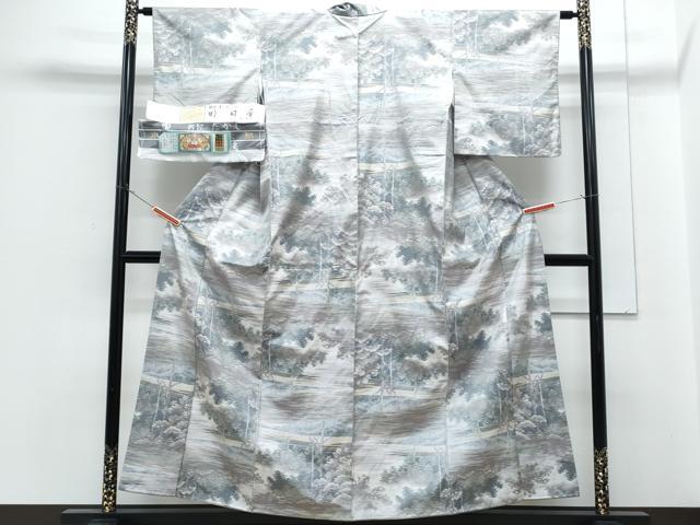 平和屋着物●本場大島紬　白大島　名匠たかし　総絣　風景文　証紙付き　正絹　逸品　CABH3766th