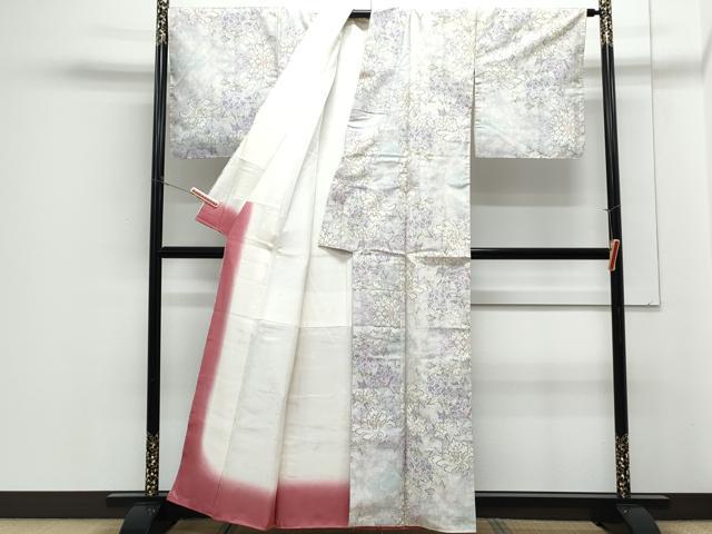 平和屋着物●本場大島紬　白大島　9マルキ　草花文　証紙付き　正絹　逸品　CABH3770th