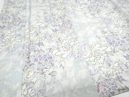 平和屋着物●本場大島紬　白大島　9マルキ　草花文　証紙付き　正絹　逸品　CABH3770th