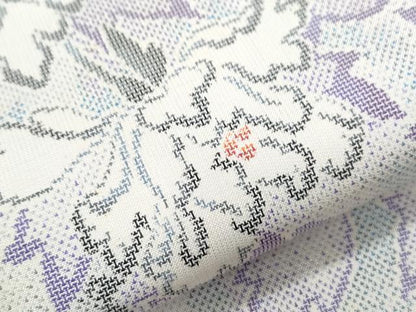 平和屋着物●本場大島紬　白大島　9マルキ　草花文　証紙付き　正絹　逸品　CABH3770th