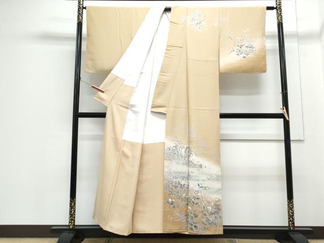 平和屋着物●訪問着　飛鶴流水草葉文　暈し染め　正絹　逸品　CABH3775th