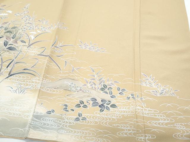 平和屋着物●訪問着　飛鶴流水草葉文　暈し染め　正絹　逸品　CABH3775th