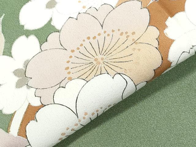 平和屋着物●現代アンティーク　貝島はるみ　綺麗伝説　訪問着　扇面花文　金彩　正絹　逸品　CABH3776th
