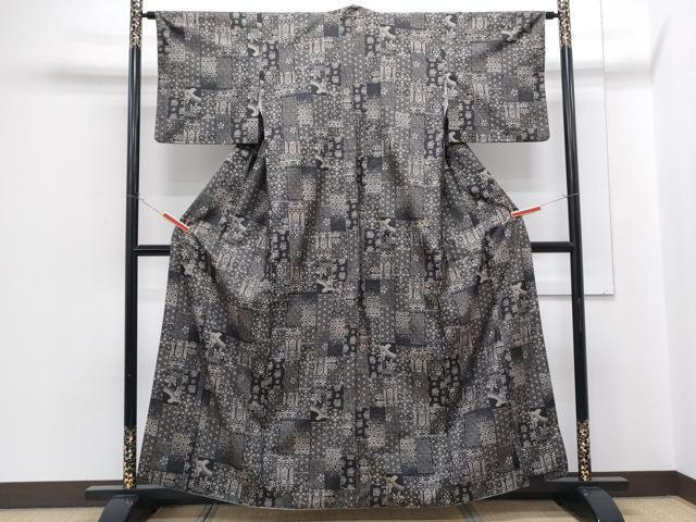 平和屋着物●本場大島紬　9マルキ　短冊吉祥文　正絹　逸品　CABH3777th