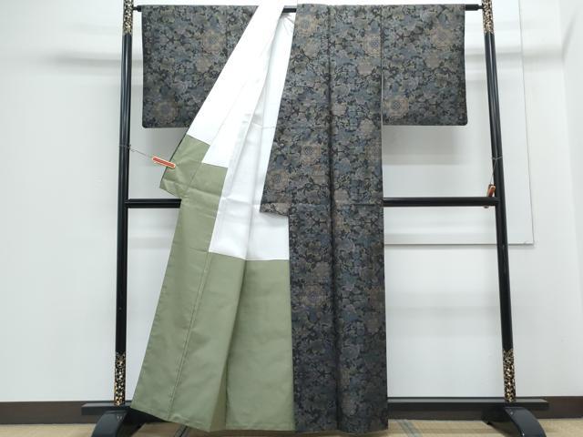 平和屋着物●本場大島紬　9マルキ　葡萄蔦の葉文　正絹　逸品　CABH3778th