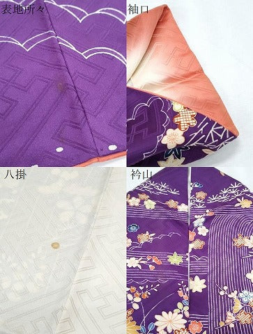 平和屋着物●豪華振袖　流水花文　正絹　逸品　CABH3779th
