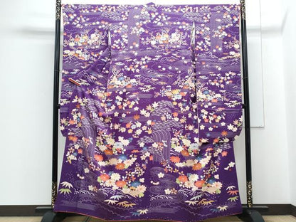 平和屋着物●豪華振袖　流水花文　正絹　逸品　CABH3779th