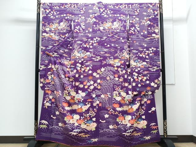平和屋着物●豪華振袖　流水花文　正絹　逸品　CABH3779th