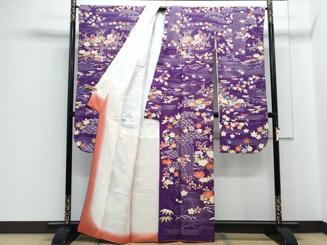 平和屋着物●豪華振袖　流水花文　正絹　逸品　CABH3779th