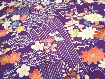 平和屋着物●豪華振袖　流水花文　正絹　逸品　CABH3779th
