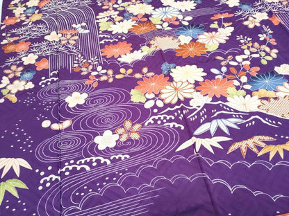 平和屋着物●豪華振袖　流水花文　正絹　逸品　CABH3779th