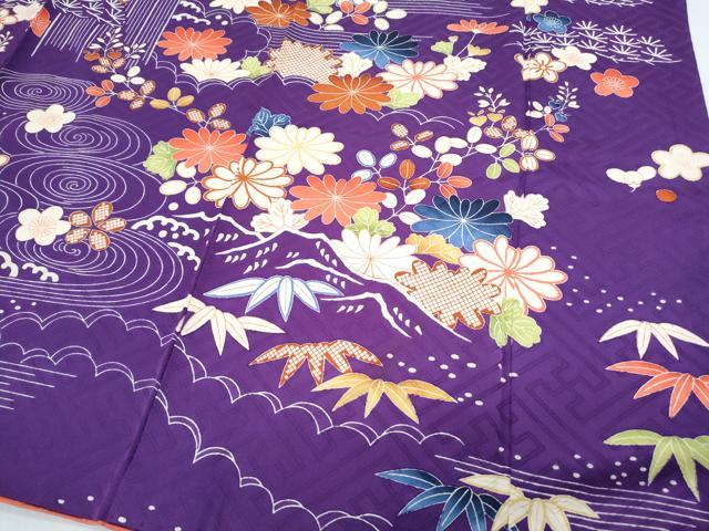 平和屋着物●豪華振袖　流水花文　正絹　逸品　CABH3779th