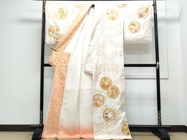 平和屋着物●訪問着　駒刺繍　花丸文　金彩　正絹　逸品　CABH3780th