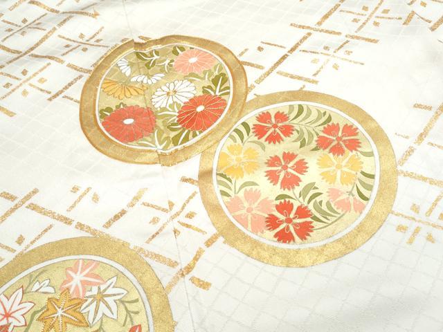 平和屋着物●訪問着　駒刺繍　花丸文　金彩　正絹　逸品　CABH3780th