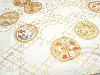 平和屋着物●訪問着　駒刺繍　花丸文　金彩　正絹　逸品　CABH3780th