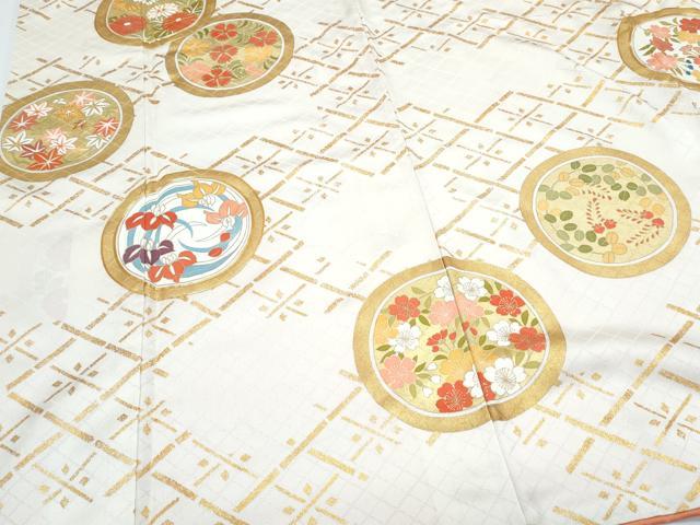 平和屋着物●訪問着　駒刺繍　花丸文　金彩　正絹　逸品　CABH3780th