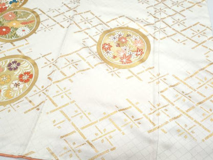平和屋着物●訪問着　駒刺繍　花丸文　金彩　正絹　逸品　CABH3780th