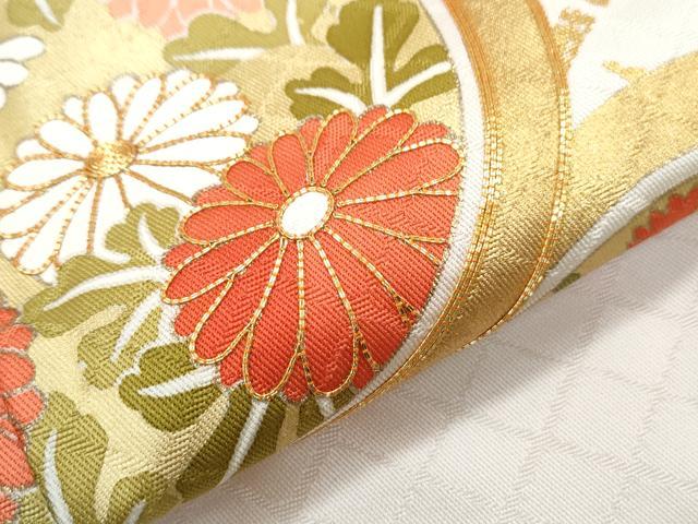 平和屋着物●訪問着　駒刺繍　花丸文　金彩　正絹　逸品　CABH3780th