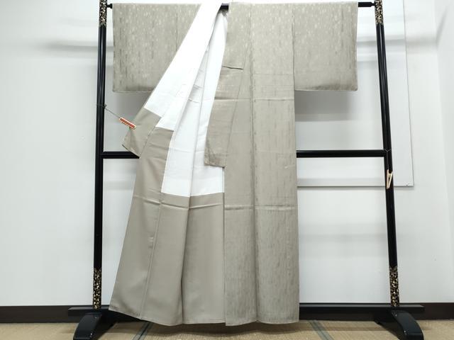 平和屋着物●上質な色無地　竹地紋　亜麻色　正絹　逸品　未使用　CABH3781th