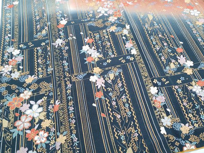 平和屋着物●訪問着　草花文　暈し染め　金彩　鬼しぼ縮緬　正絹　逸品　CABH3784th