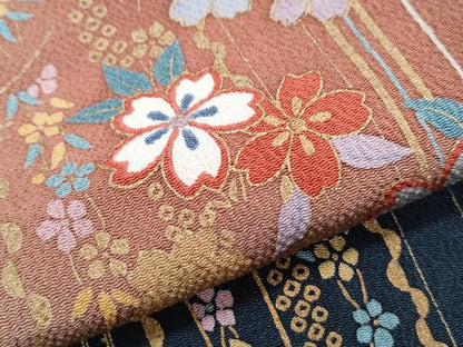 平和屋着物●訪問着　草花文　暈し染め　金彩　鬼しぼ縮緬　正絹　逸品　CABH3784th