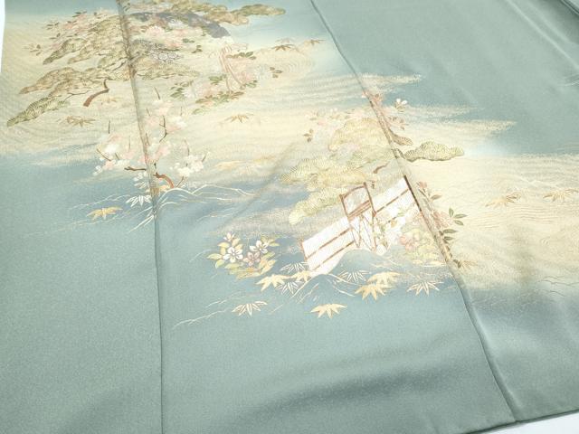 平和屋着物●訪問着　扇面花文　暈し染め　金彩　正絹　逸品　CABH3785th