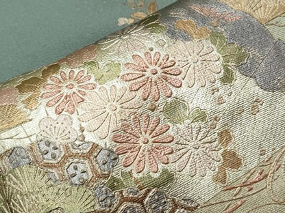 平和屋着物●訪問着　扇面花文　暈し染め　金彩　正絹　逸品　CABH3785th