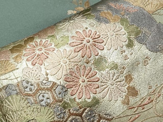 平和屋着物●訪問着　扇面花文　暈し染め　金彩　正絹　逸品　CABH3785th