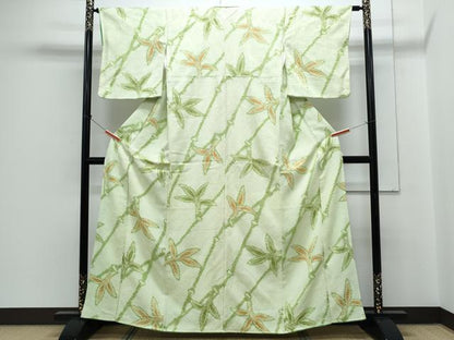 平和屋着物●上質な小紋　総絞り　草葉文　正絹　逸品　CABH3786th