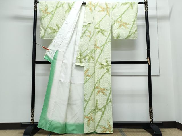 平和屋着物●上質な小紋　総絞り　草葉文　正絹　逸品　CABH3786th