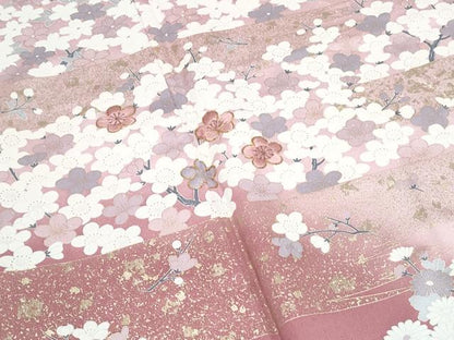 平和屋着物●訪問着　駒刺繍　草花文　暈し染め　金彩　正絹　逸品　CABH3789th