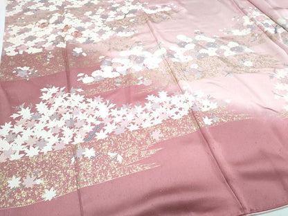 平和屋着物●訪問着　駒刺繍　草花文　暈し染め　金彩　正絹　逸品　CABH3789th