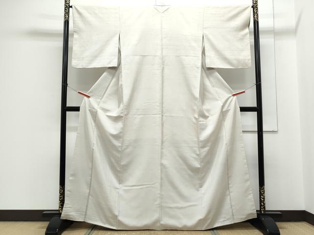 平和屋着物●上質な紬　色無地　灰黄緑色　正絹　逸品　CABH3791th
