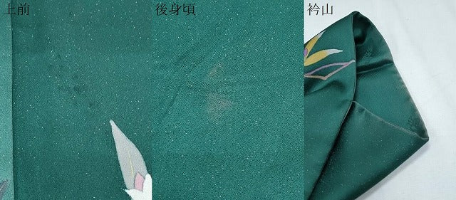 平和屋着物●二代目清次郎　手描き　訪問着　草花文　暈し染め　金通し地　正絹　逸品　CABH3793th