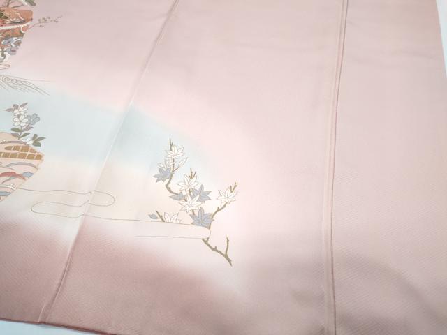 平和屋着物●訪問着　色紙重ね飛鶴花文　暈し染め　金彩　正絹　逸品　CABH3795th