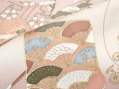 平和屋着物●訪問着　色紙重ね飛鶴花文　暈し染め　金彩　正絹　逸品　CABH3795th