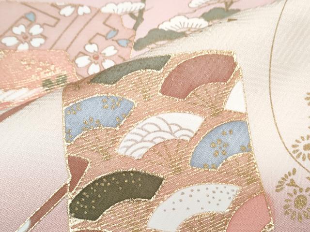 平和屋着物●訪問着　色紙重ね飛鶴花文　暈し染め　金彩　正絹　逸品　CABH3795th