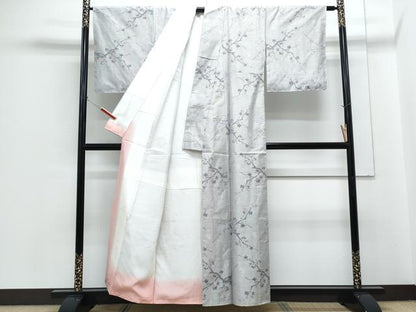 平和屋着物●本場大島紬　白大島　総絣　枝花文　正絹　逸品　CABH3800th