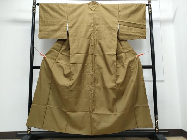 平和屋着物●山下八百子　本場黄八丈　市松綾織　格子文　正絹　逸品　CABH3803th
