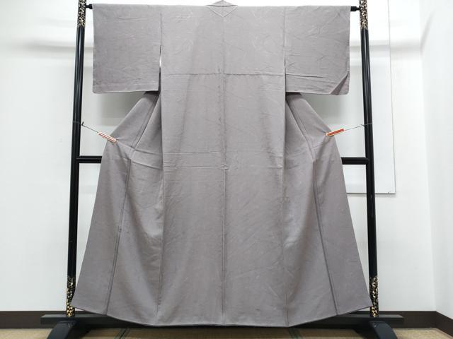 平和屋着物●上質な色無地　草葉地紋　煤色　正絹　逸品　CABH3806th