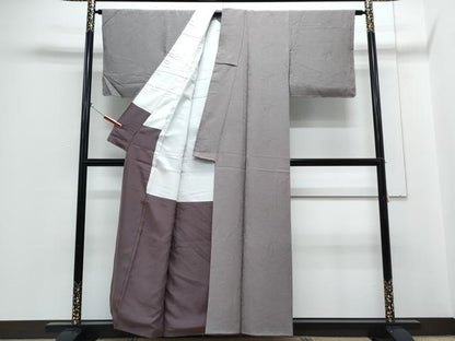 平和屋着物●上質な色無地　草葉地紋　煤色　正絹　逸品　CABH3806th