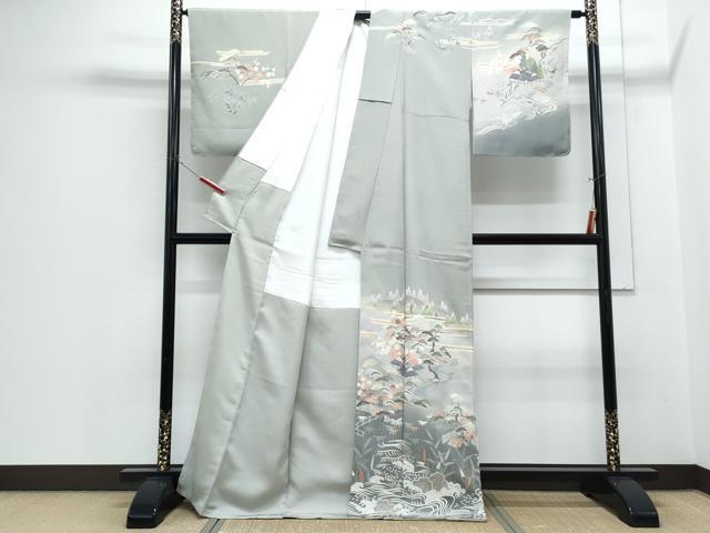 平和屋着物●訪問着　友禅　遠山風景文　暈し染め　金彩　正絹　逸品　CABH3819th
