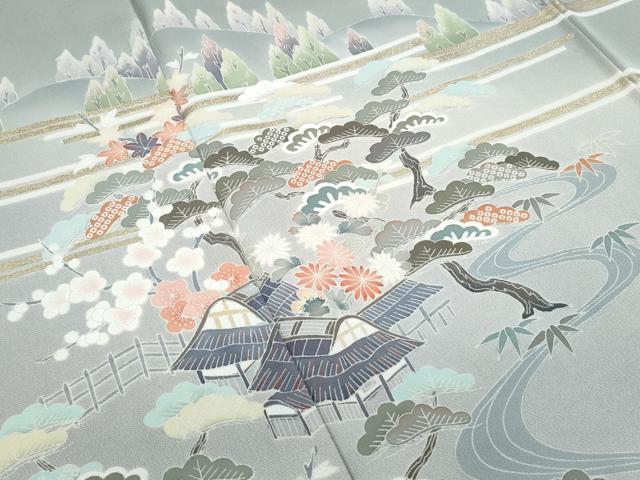 平和屋着物●訪問着　友禅　遠山風景文　暈し染め　金彩　正絹　逸品　CABH3819th
