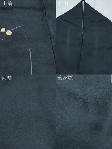 平和屋着物●訪問着　鴛鴦枝梅文　暈し染め　黒地　金彩　正絹　逸品　CABH3820th