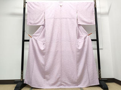 平和屋着物●上質な色無地　立波地紋　石竹色　正絹　逸品　CABH3823th