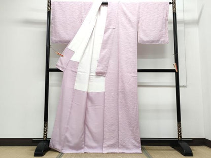 平和屋着物●上質な色無地　立波地紋　石竹色　正絹　逸品　CABH3823th