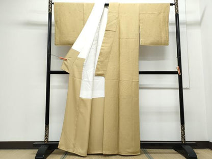 平和屋着物●上質な色無地　草花地紋　朽葉色　正絹　逸品　CABH3825th