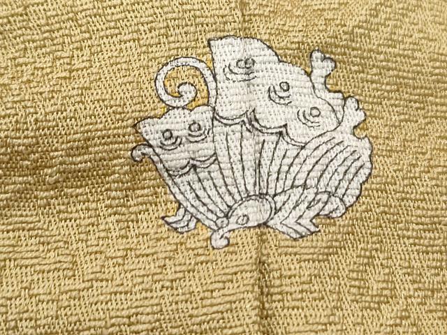 平和屋着物●上質な色無地　草花地紋　朽葉色　正絹　逸品　CABH3825th