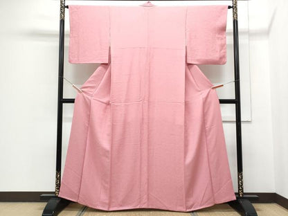 平和屋着物●上質な色無地　花唐草地紋　長春色　正絹　逸品　CABH3826th